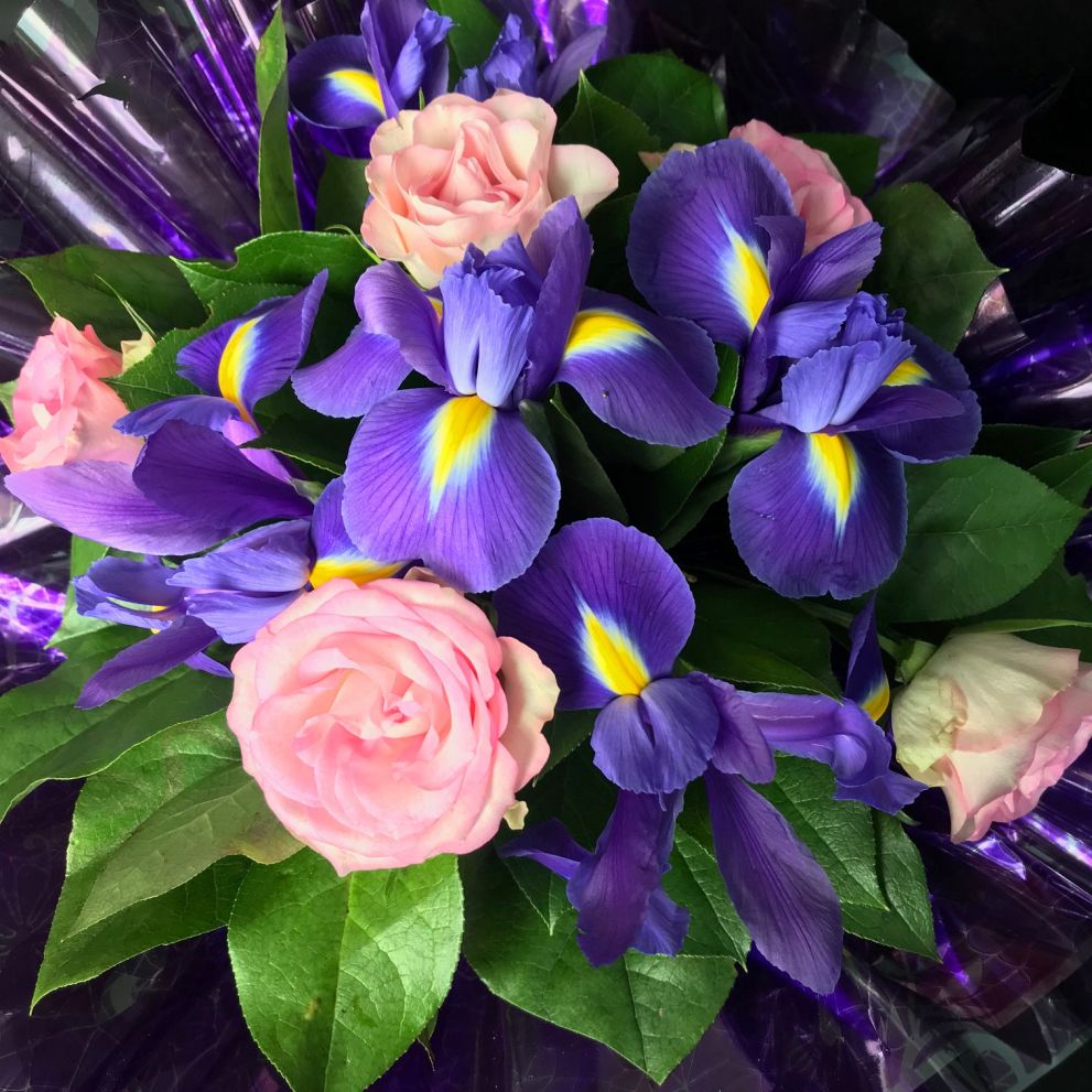 Bouquet con iris blue